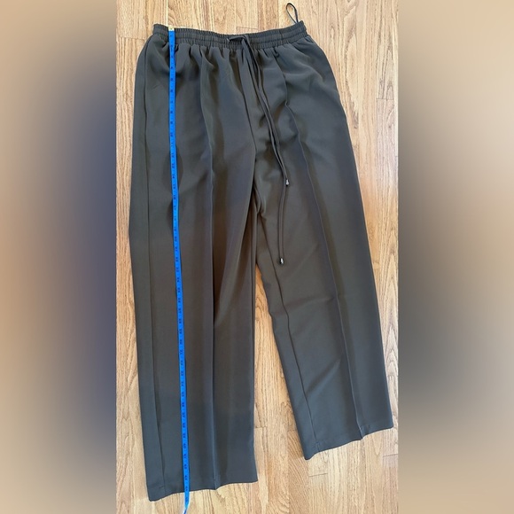 Karen Millen Twill Tie Waist Woven Straight Leg Army Green Pants - Size 12 - Picture 6 of 9